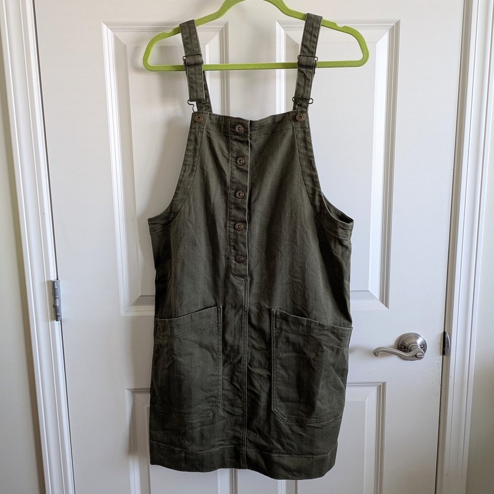 Duluth Trading Co. Reserve Overall Jumper Olive Green Dress